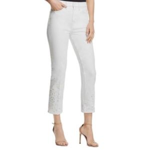 Tory Burch Keira Cropped Eyelet Jeans White 25